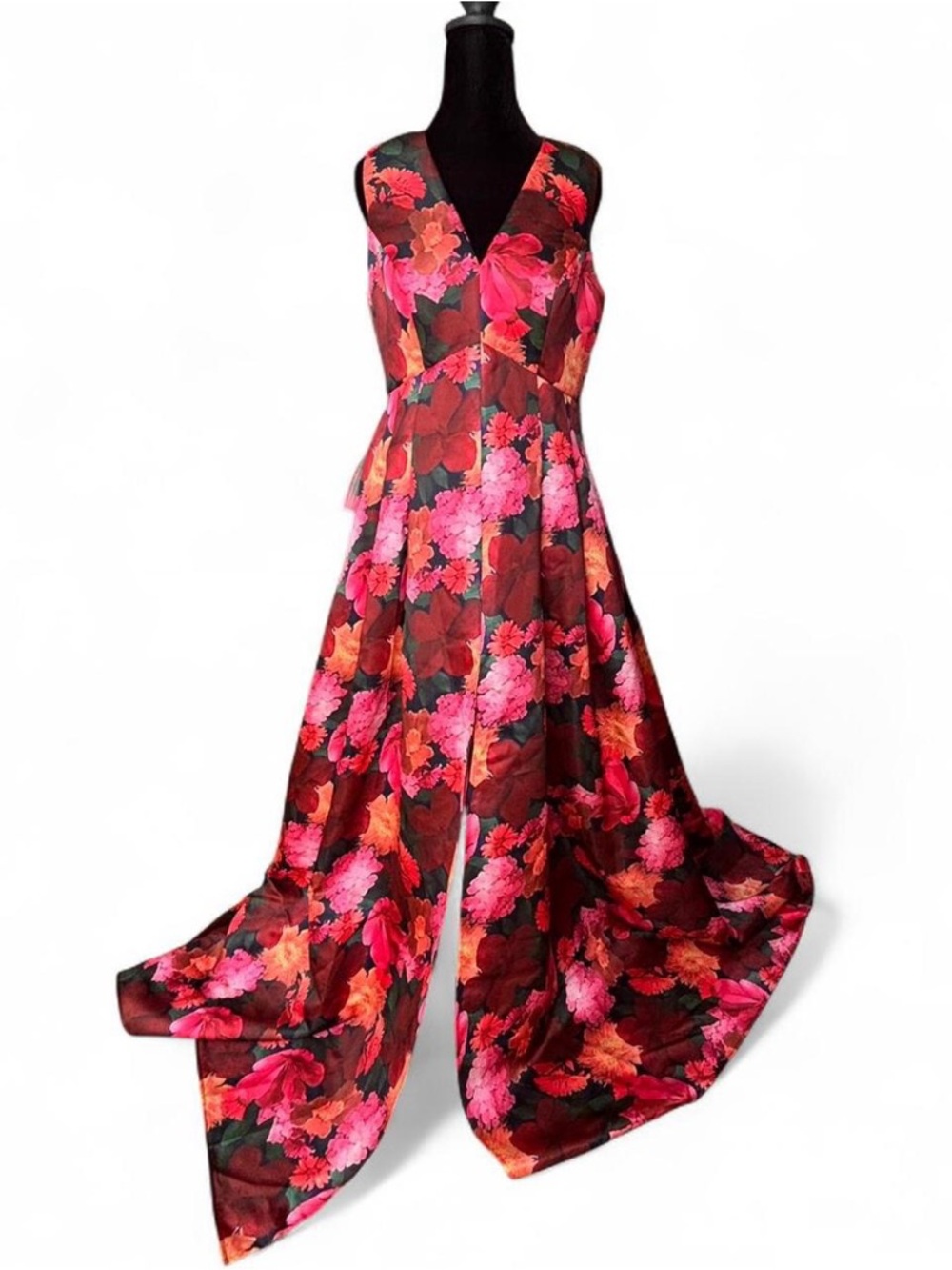 TS Couture V Neckline Floral Gown